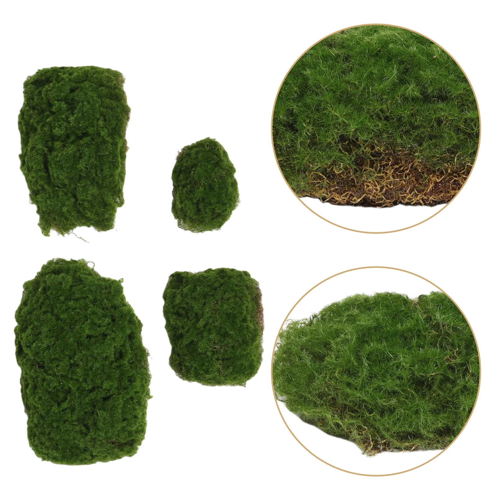 

4 Pcs Artificial Moss Stone for Landscaping Rocks Mini Fake Resin Material Dark Green