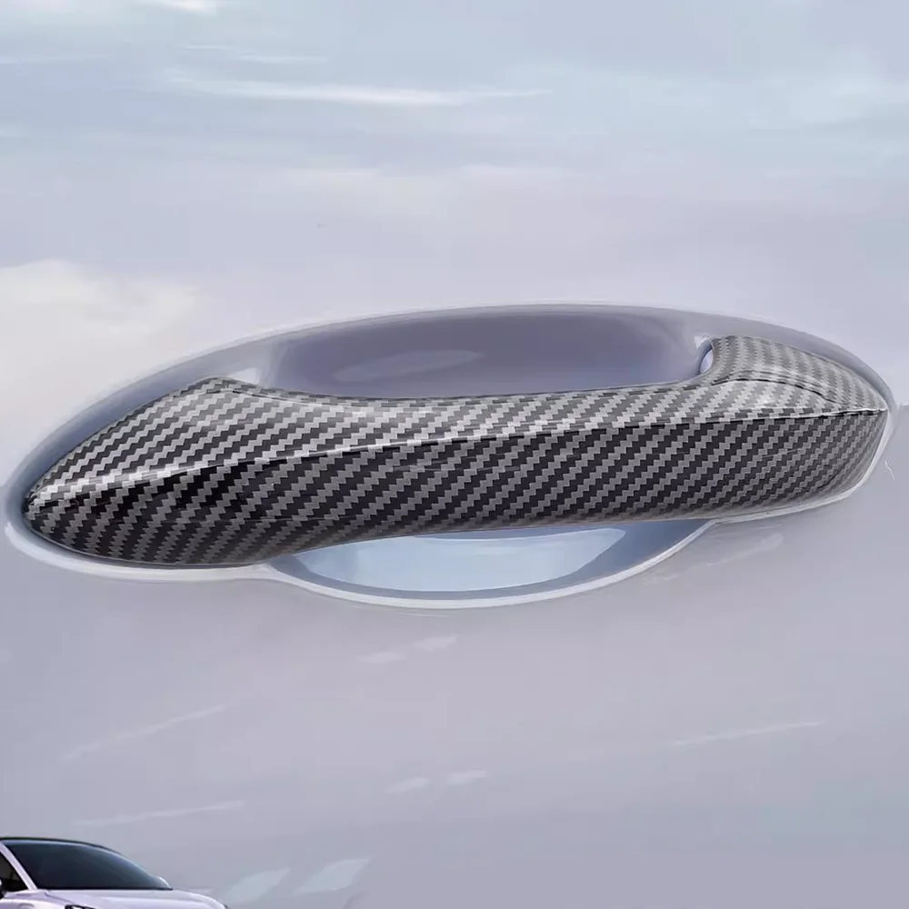 

4pcs Car Door Handle Cover for MG 4 MG4 EV 2026 2027 ABS Carbon Fiber Black Sticker Trim Decor Scratch Parts Cap Accessories