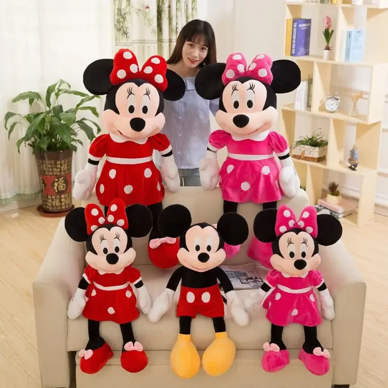 35-100cm Big Size Kawaii Stuffed Mickey&Minnie Mouse Plush Toy Soft Pillow Goofy Pluto Donald Duck Dolls Birthday Wedding Gifts