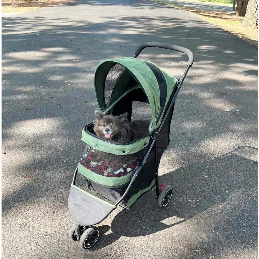 Dog and Cat Carts are Lightweight, Foldable, and Portable for Travel, Suitable for 30 Pound Puppies and Cats (Green) Pet Carts