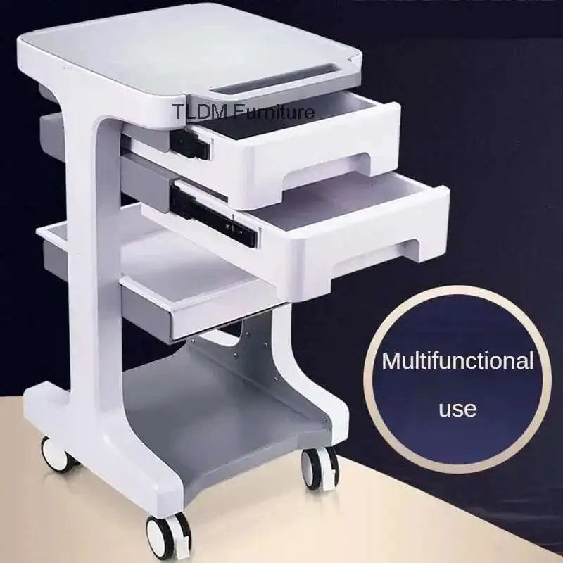 

High-end Silent Salon Trolley Cart for Dental Clinic Organizer Cart with Wheels Minimalist Beauty Salon Tool Trolley with Drawer