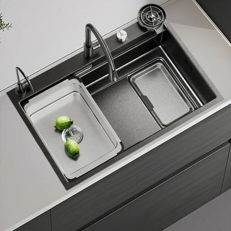 Stainless Steel Kitchen Sink Large Single Bowl Debris Catcher Volcano Pattern Top Mount Undermount Household Kitchen Washbasin