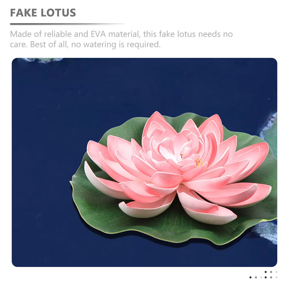 

Artificial Lotus Decor 17cm Pink Pond Ornaments EVA Floating Flowers Fish Tank Decorations Reusable Fake Lily Leaves Pool Garden