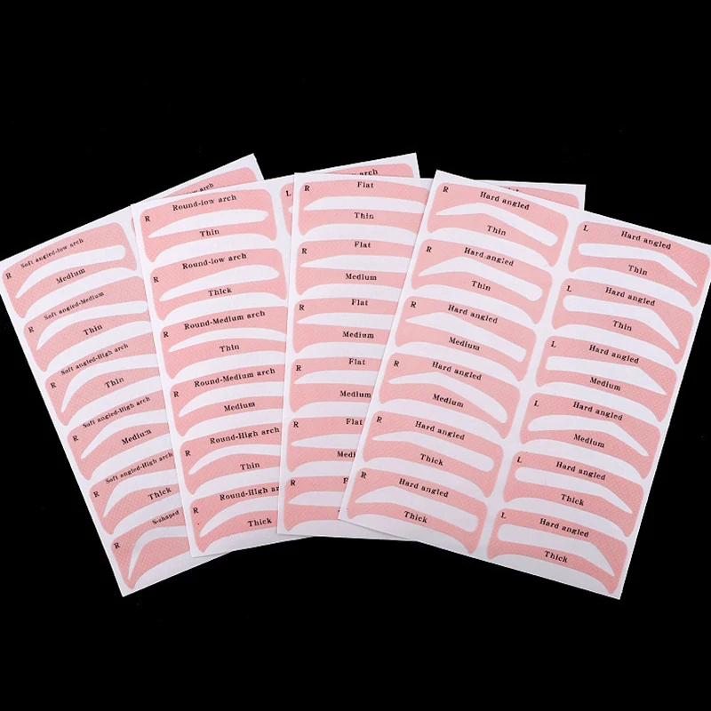 1/4 Sheet Reusable Eyebrow Shaper DIY Eyebrow Stamp Sticker Card Eye Makeup Stencils Ruler Brow Definer Shaping Tool