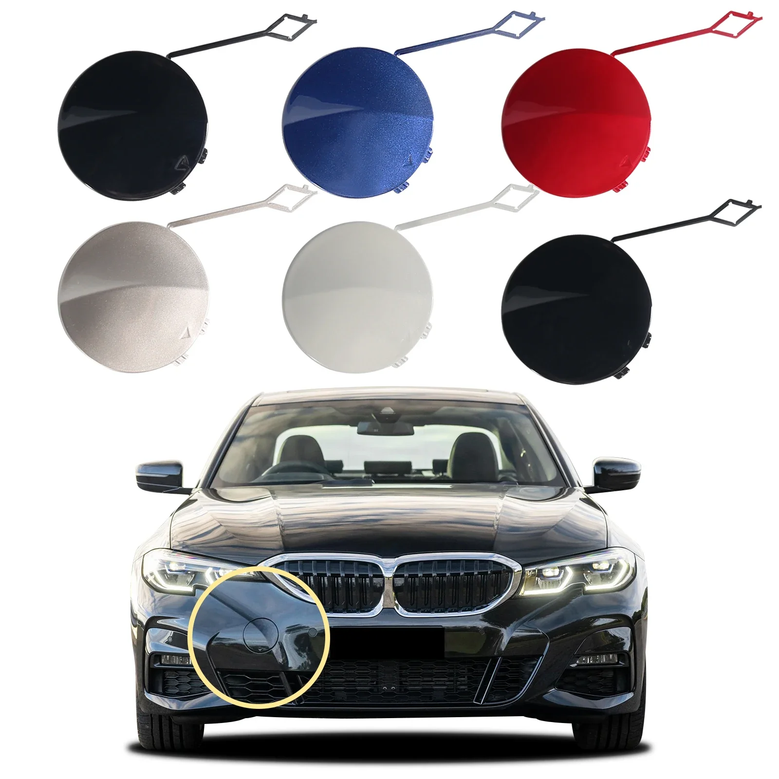 

Front Bumper Tow Hook Cap Towing Eye Cover For BMW 3 G20 G21 M-Sport 2018 2019 2020 2021 2022 51118099893 Car Accessories