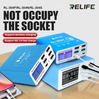 RELIFE RL-304P RL-304N RL-304S 아이폰 용 스마트 6 포트 USB 디지털 디스플레이 번개 충전기 Samsung Huawei MI Vivo Opop Flat