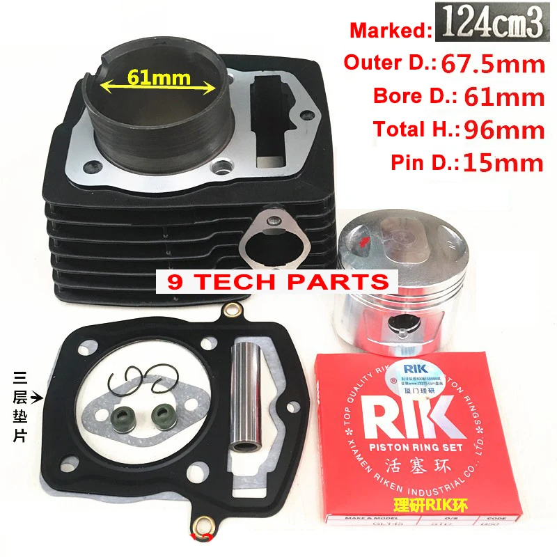 BIG BORE 150cc Barrel Cylinder Piston Kit Bore 61mm for HONDA CB125 CL125 XL125 SL125 CT125 TL125 XLS125 XL125S