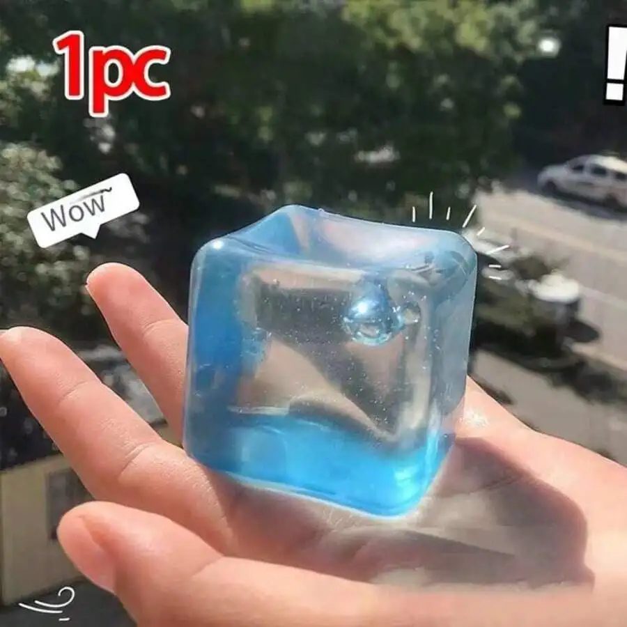 1pc New Maltose Ice Cube Squeeze Toy, Transparent Water Block Slow Rebound Pressure Squeeze Toy, Ice Cube Toy, Slow Rebound Sque