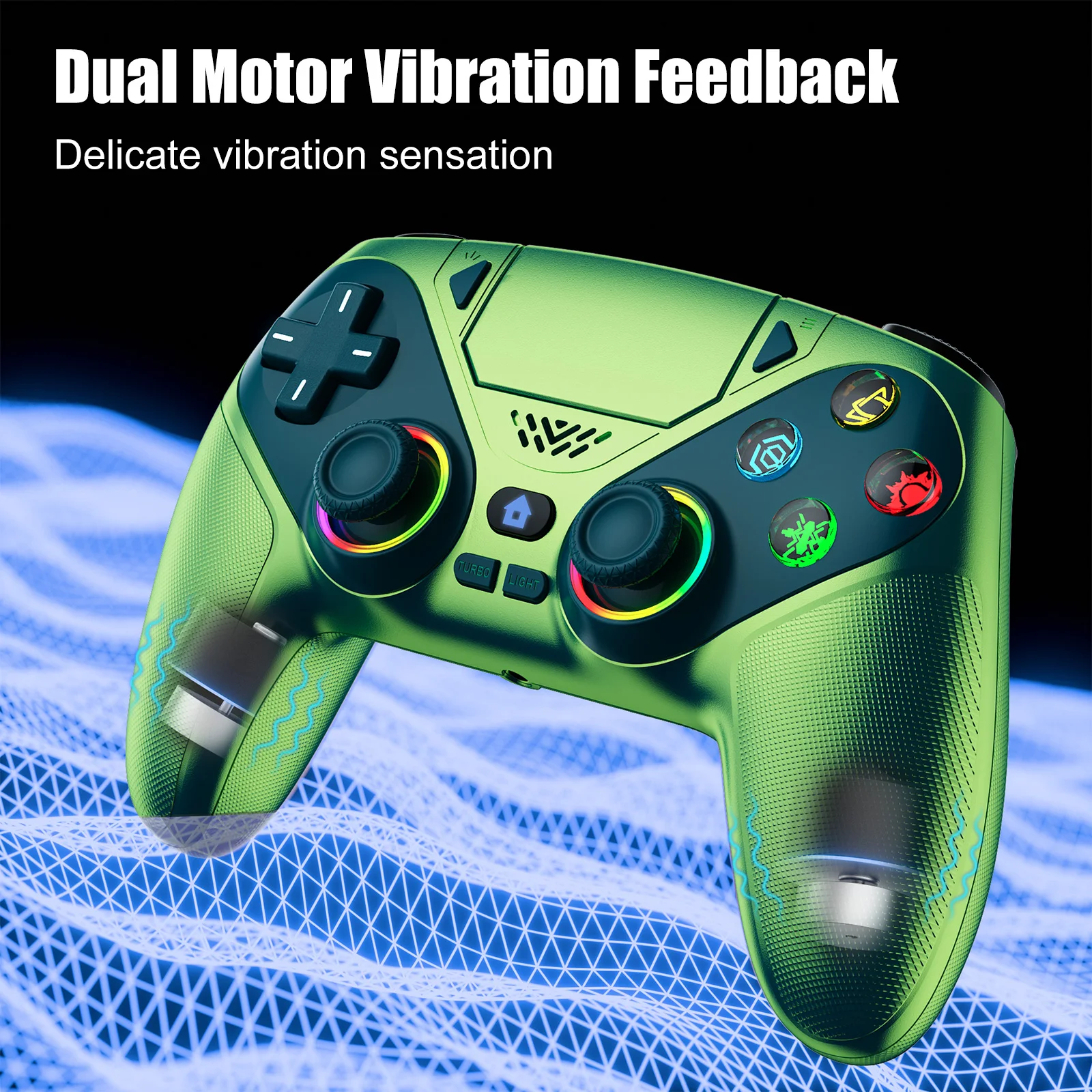 Controller für PS5/PlayStation 5 Pro/Slim/PC, kabellose Gamepads, RGB-Hall-Effekt, kein Drift, Spiel-Joystick mit Dual-Vibration, Marco/Turbo-Funktion – Detail 6