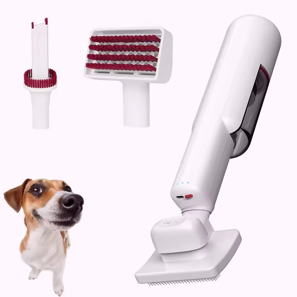 

2 in 1 Lightweight Cordless Handheld Vacuum Cleaner Plastic Pet Vacuum Slicker Brush for Grooming & Deshedding Dogs & Cats Hair