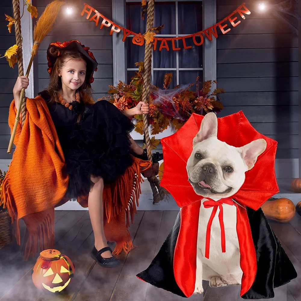 Dogs Halloween Costume Pet Vampire Cloak Creative Cloak Unconstrained and Adjustable Cats Cosplay Holiday Party Clothes for Pet