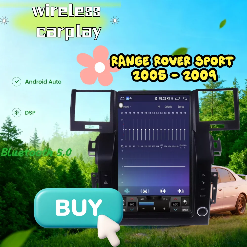Android 14.0 Car Radio Stereo For Range Rover Sport 2005 2006 2007 2008 2009 Car Radio Vertical Screen Multimedia Player Unit 4G