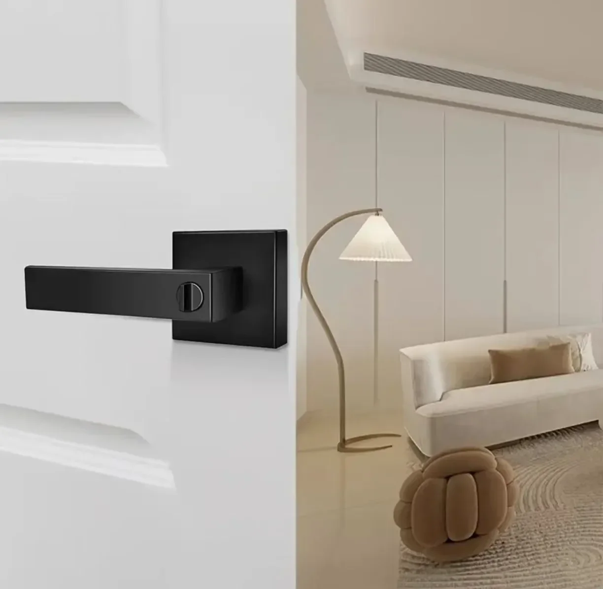 Матовые черные дверные ручки, внутренние дверные ручки без ключа, замки для дверных рычагов конфиденциальности для спальни, ванной комнаты