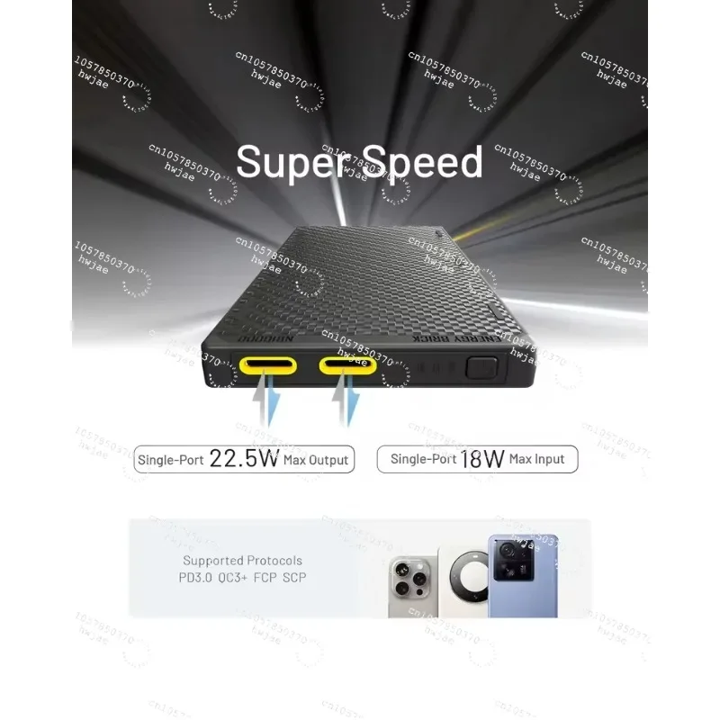 Professional Ultra Lightweight Carbon Fiber Power Bank 10000mAh Dual USB-C 18W 22.5W Fast Charging Portable Charger