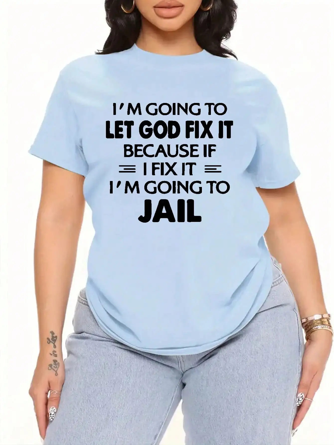 

Повседневная свободная женская футболка больших размеров с круглым вырезом, однотонная, с принтом-надписью, с короткими рукавами, подходит для ежедневных поездок.