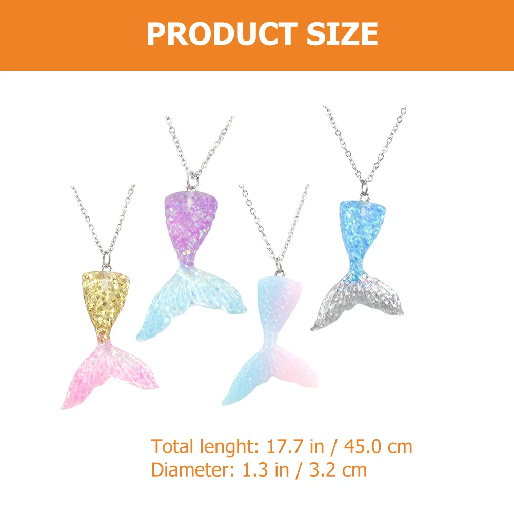 4 قطع متدرجة اللون حورية البحر ذيل قلادة أنيقة أنيقة قلادة مجوهرات ساحرة للنساء الفتيات حورية البحر لوازم الحفلات عيد ميلاد