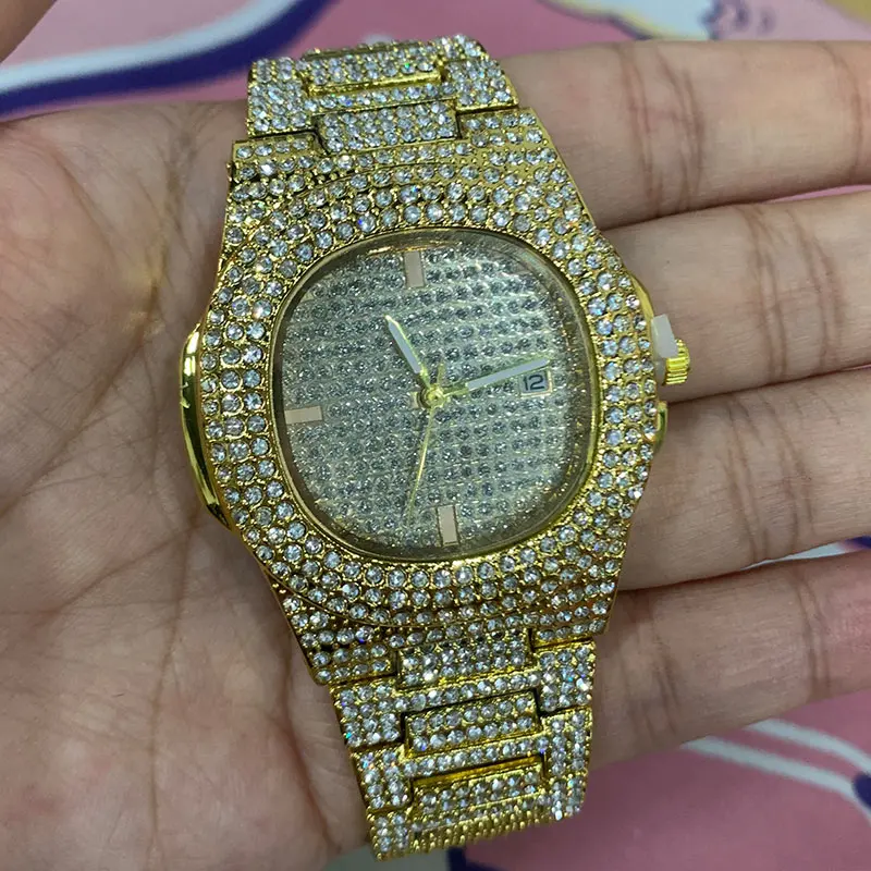 Fashion Hot Unisex Watch Iced Out Quartz Watch Men Diamond Steel Hip Hop Watches Top Brand Luxury Woman Clock reloj hombre