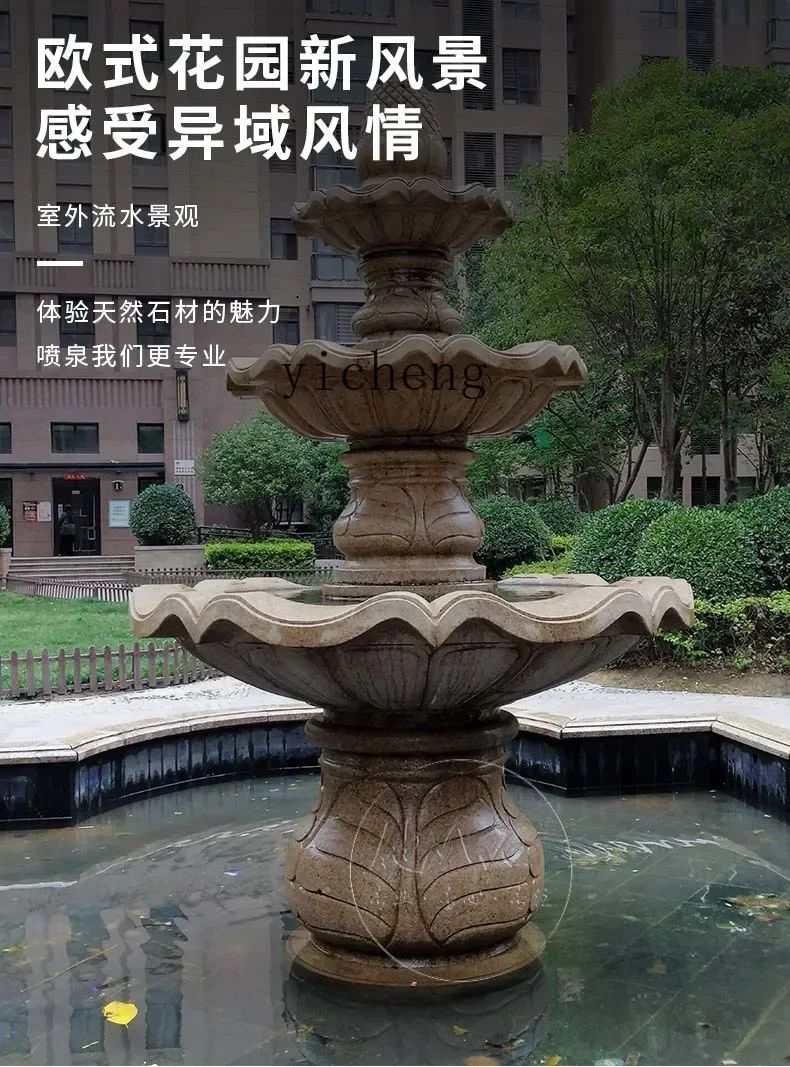 Stone-Carved Fountain Large Outdoor Courtyard Villa Landscape School Decoration Flowing Marble