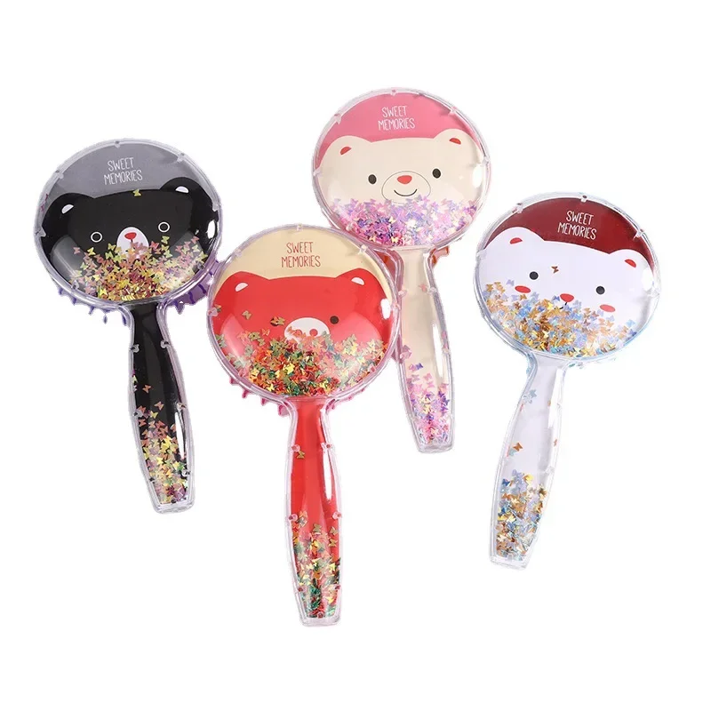 Cute Cartoon Air Cushion Massage Comb Round Shape Sequins Quicksand Anti-knot Combs for Baby Kids Children Comb for Curly Hair