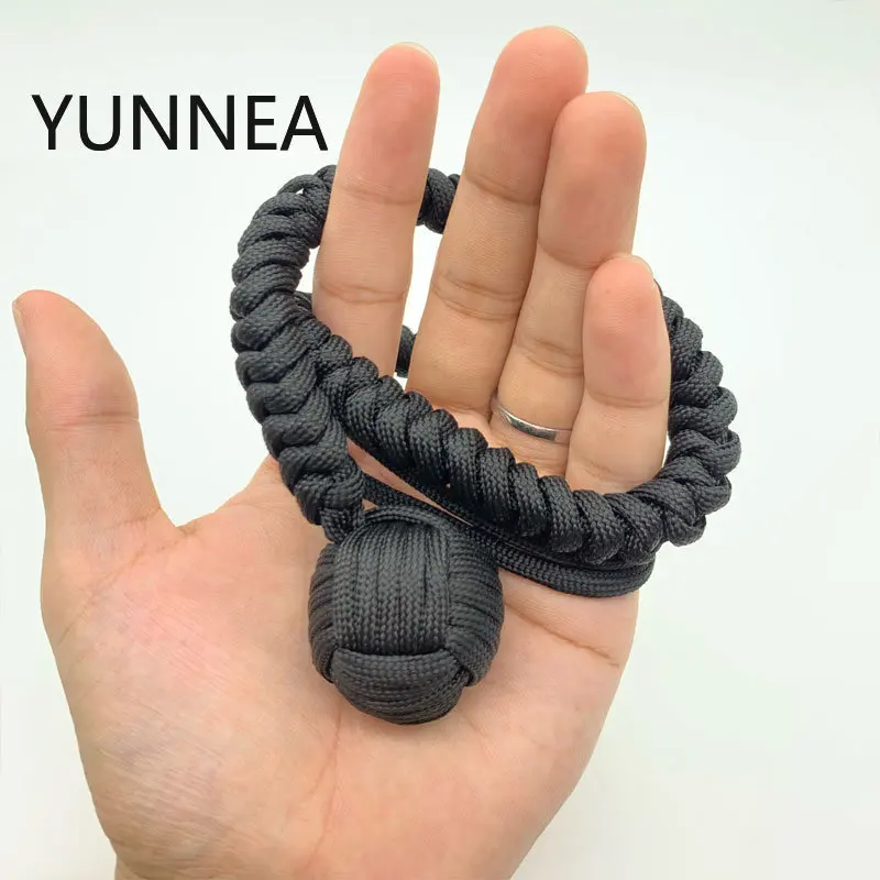 

1pc DIY Monkey Fist Whip Bracelet Outdoor EDC Self Defense Rope Steel Ball Broken Window Breaker Personal Safety Keychain Tools