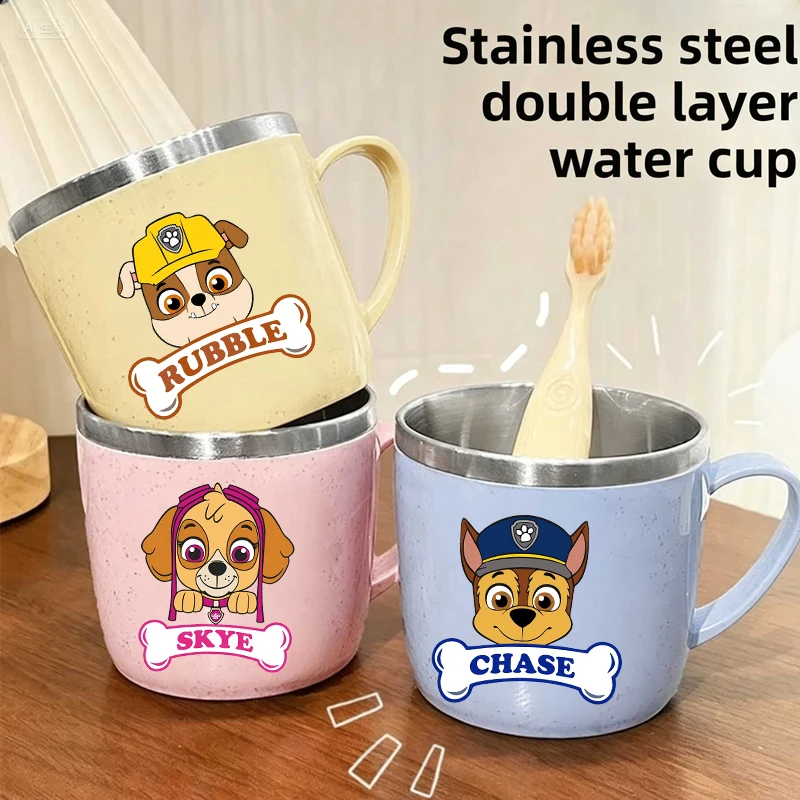 

Paw Patrols Water Bottle Chase Skye Stainless Steel Cups Handle Coffee Milk Mug Tea Drinks Water Bottle for Home Office Gift