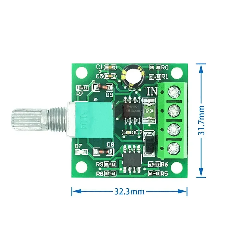 PWM DC Motor Speed Controller, Função Switch, 1.8V, 3V, 5V, 6V, 12V, 2A, 1803BK