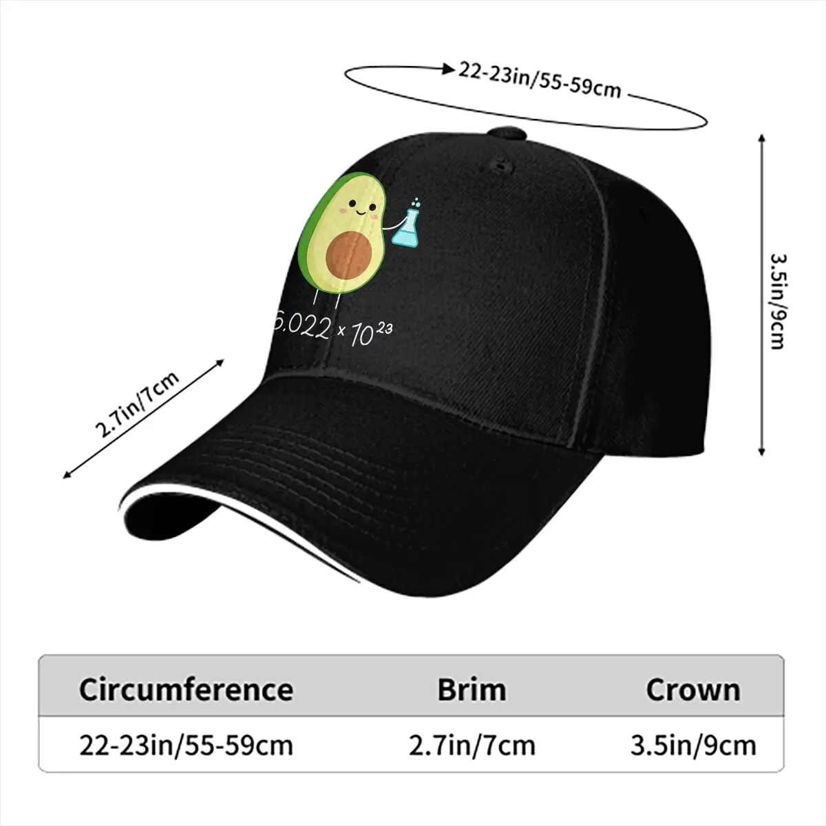 Avogadro's Number Pun. Cute Avocado Chemist. Baseball Cap Men Hats Women Visor Protection Snapback Chemistry Caps