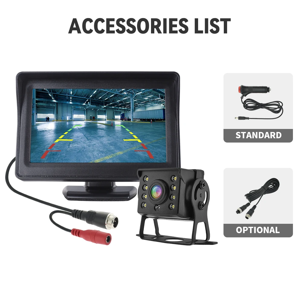 MJDOUD Car Rear View Camera with Monitor for Truck Parking 4.3\