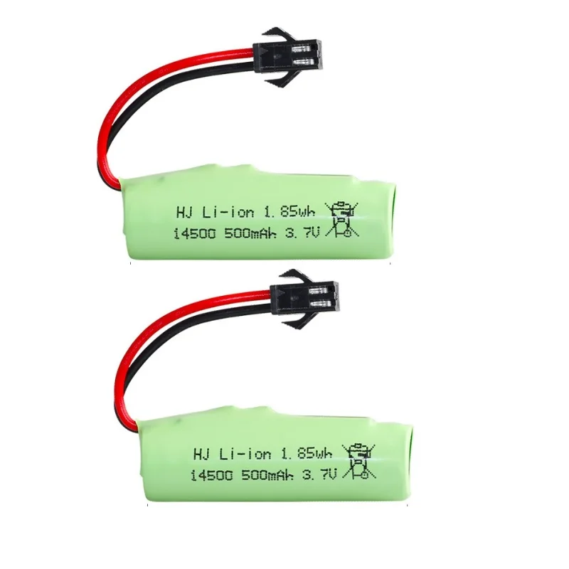 1S 3.7V 500mAh Li-ion Battery 14500  SM plug /3.7V charger For R/C Stunt Dump Car/4WD Twist- Desert Cars  R/C Climbing cars