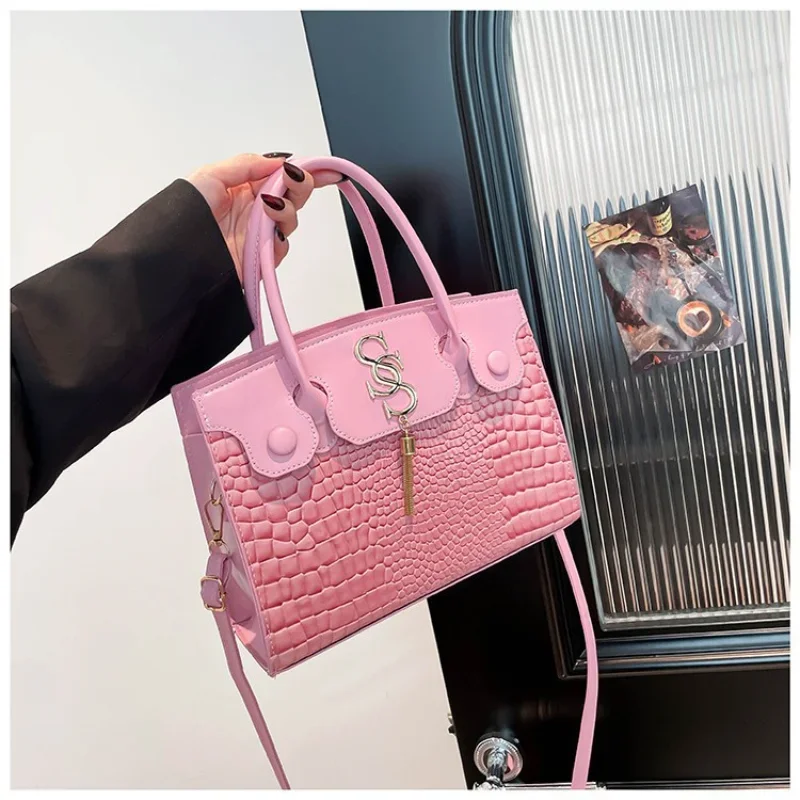 

Женская большая сумка с крокодиловым тиснением, 2022, профессиональная рабочая сумочка с верхней ручкой, дизайнерская сумка на плечо