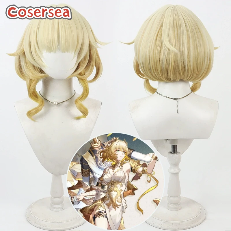 

Cosersea Aglaea Cosplay Wigs Game Honkai: Star Rail Aglaea 30cm Women Short Wavy Mixed Blonde Wig Synthetic Hair Heat Resistant