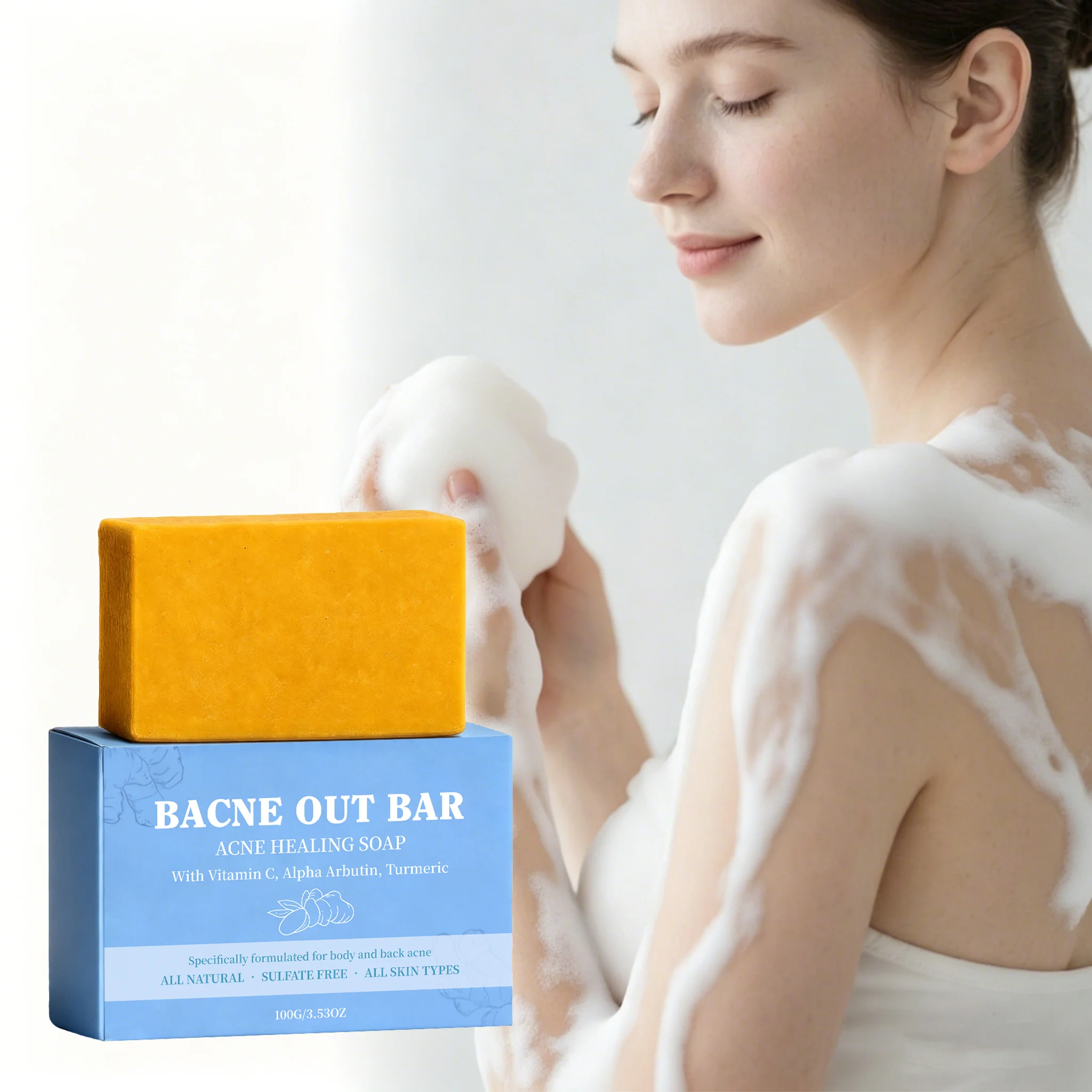 

Мыло с куркумой для удаления акне, глубокого очищения, осветления, уменьшения темных пятен, против прыщей, увлажняющее, отшелушивающее, ручной работы.