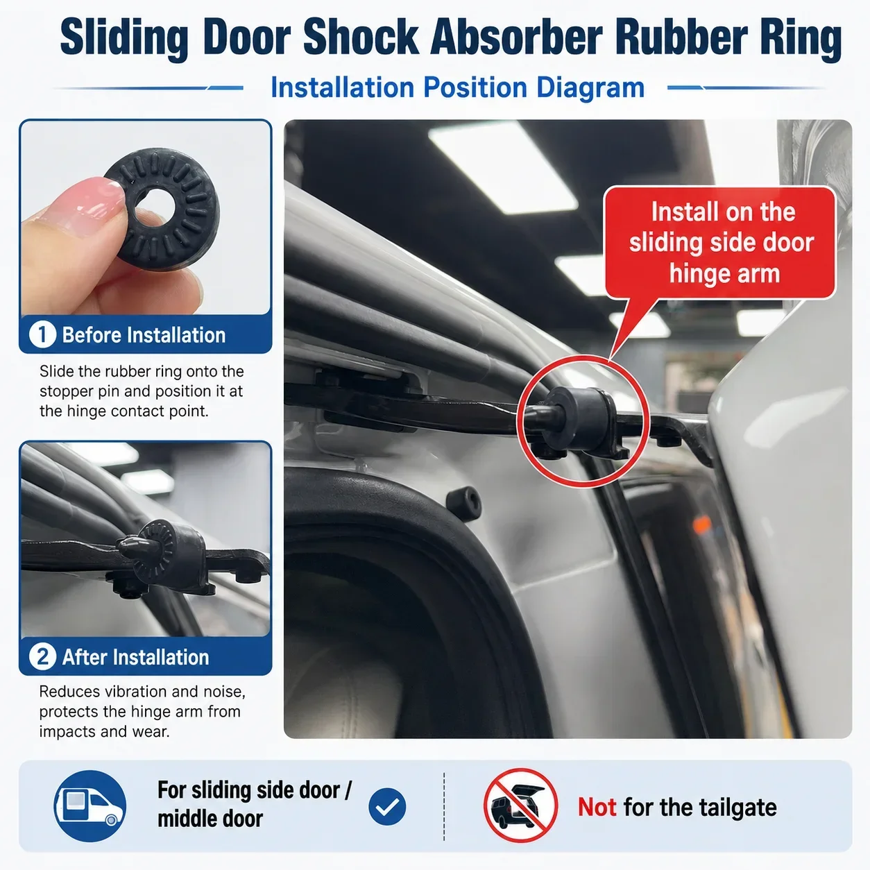 Car Door Stopper Cushion Ring for Toyota Alphard Vellfire 20 30 40 Series Silicone Shock Absorber Pads Anti Rattle Buffer - view 3