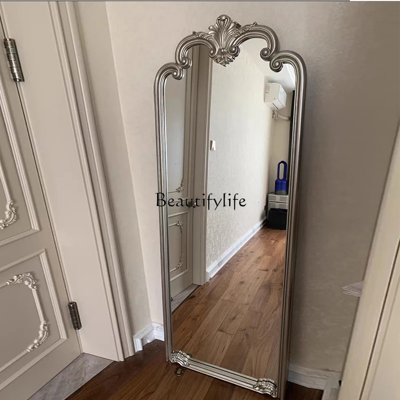 Retro French home floor-to-ceiling full-body mirror European light luxury high definition clothing store wall full-length mirror
