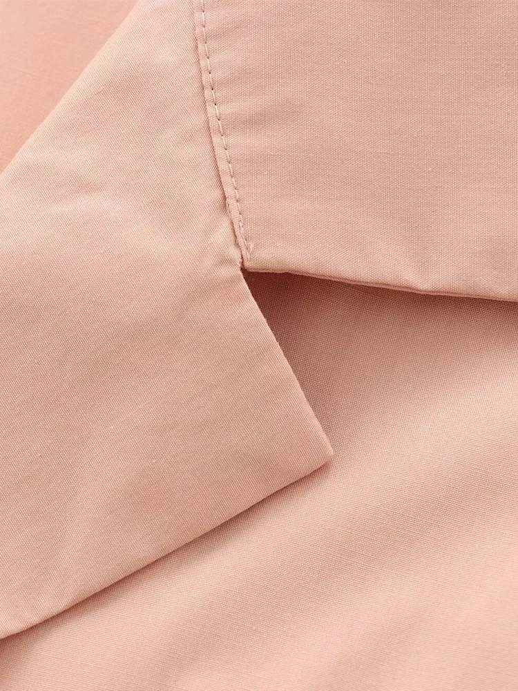 เสื้อเชิ้ตผ้าป๊อปลินแขนยาวสไตล์ยุโรปและอเมริกัน แฟชั่นฤดูใบไม้ร่วงใหม่ สำหรับผู้หญิง ดีไซน์เรียบง่าย สไตล์ลำลอง มีกระเป๋าเสื้อ