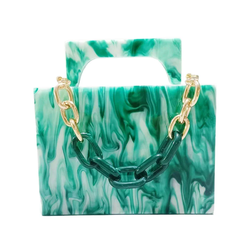 Acrylic Marble Pattern Shoulder Bags Handbag Spring Luxury Crossbody Bag New Leisure Dinner Fashion Green Gold Clutch Purse