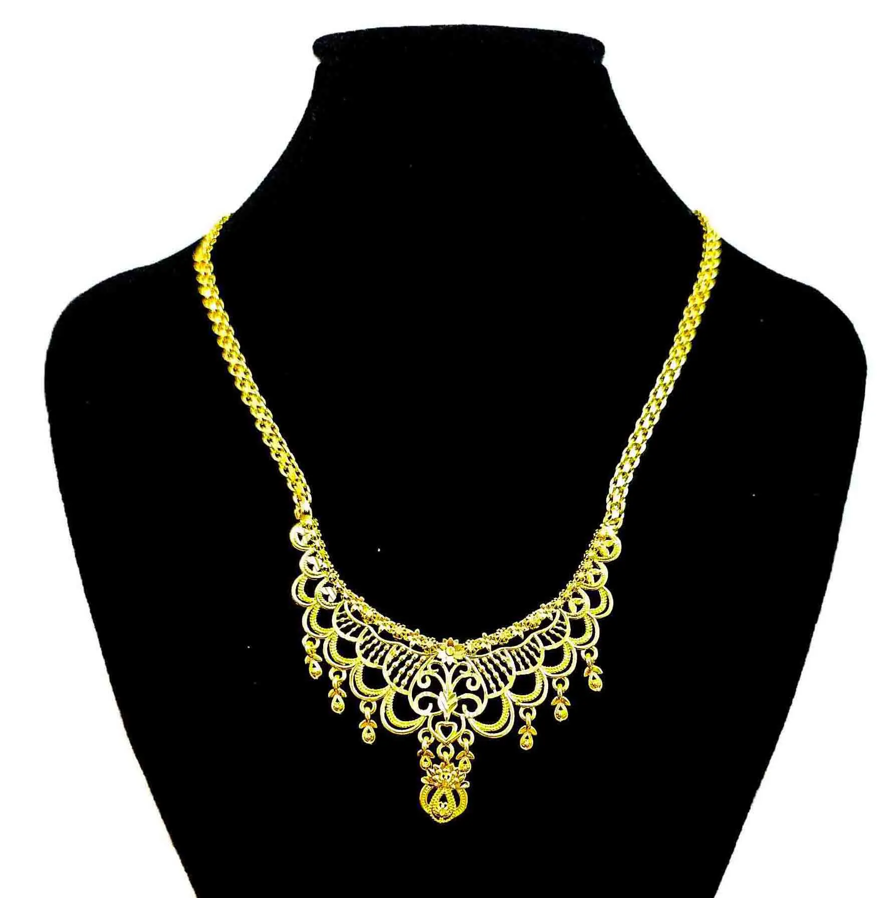 Luxury 24K 9999 Pure Gold real gold Women's India Dubai Gorgeous Wedding Flower Pendant Necklace