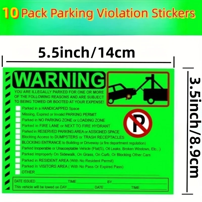 10 Sheets Parking Violation Stickers Notice Parking Violation Stickers