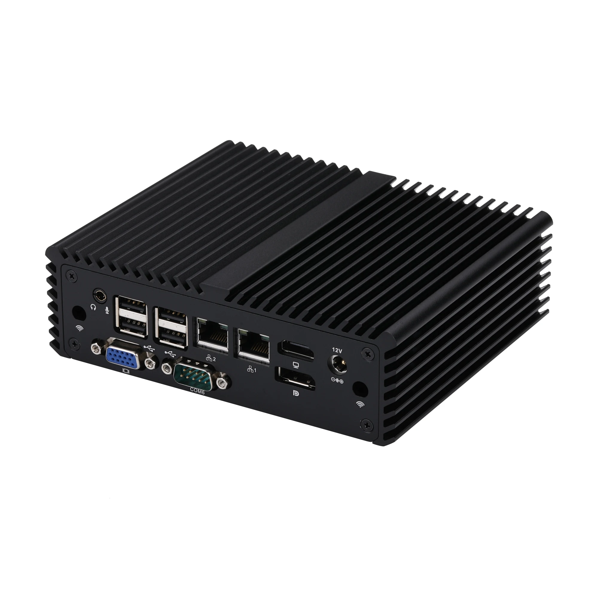 Qotom Q10722X N5105 PC Desktop Mini tanpa kipas 6 Port Serial, VGA, Video HD, 2 LAN PC