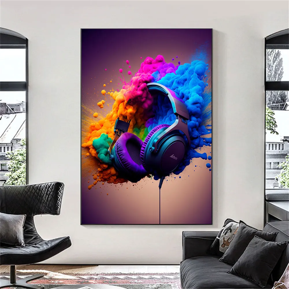 Gaming Headphones Wall Art Poster Video Game Print Modern Nordic Art Canvas Painting Picture For Teen Gaming Room Home Decor