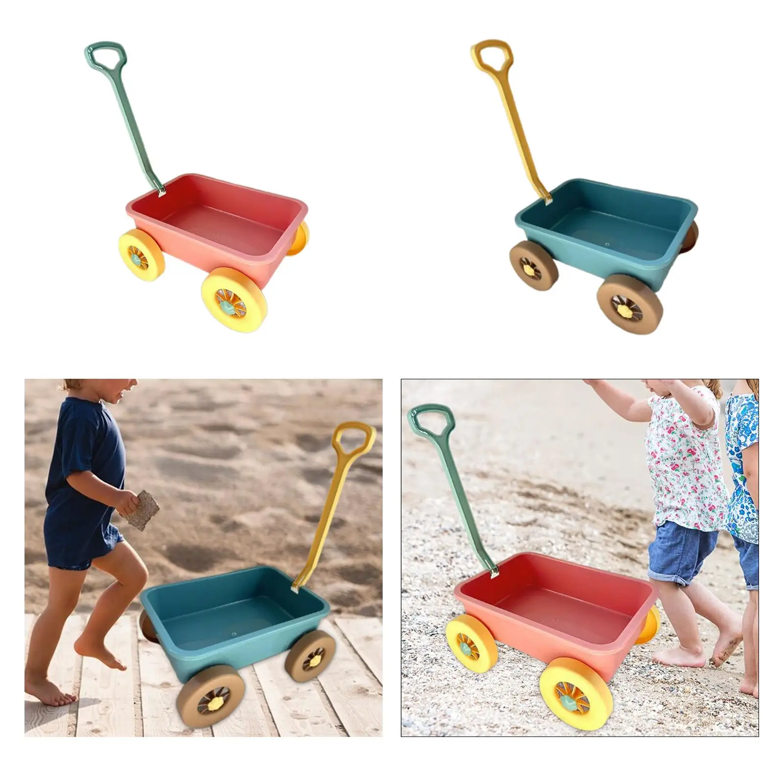 Pretend Play Wagon Beach Toy Cart Storage Car Wagon Toy Novelty Manual Pull Wagon Toy Outdoor Toy Vehicle for Gardening Child