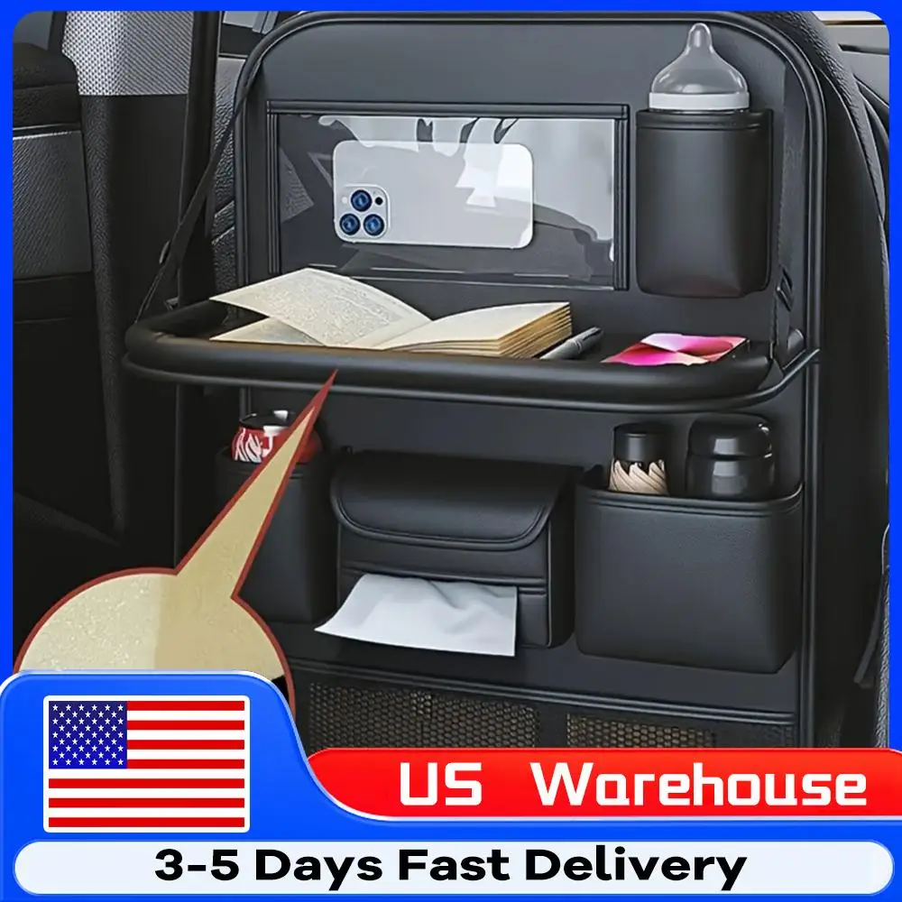 

Держатель для хранения на заднем сиденье автомобиля со складным подносом, органайзер на заднее сиденье автомобиля, водонепроницаемые автомобильные аксессуары с несколькими карманами