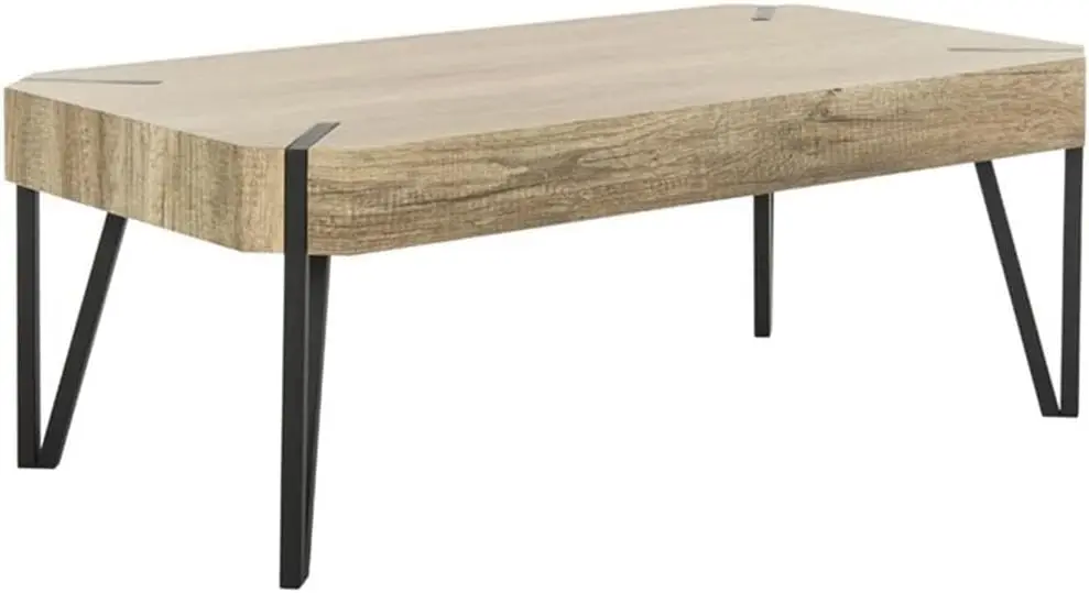 Casa Liann-Multi Glass Leg Coffee Table, marrom rústico e preto