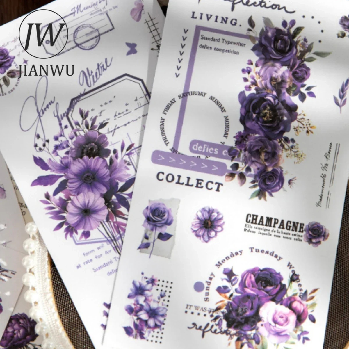 JIANWU Flower Diary Series Vintage Lace Border Landscaping Material Collage Sticker Creative DIY Journal Scrapbooking Stationery