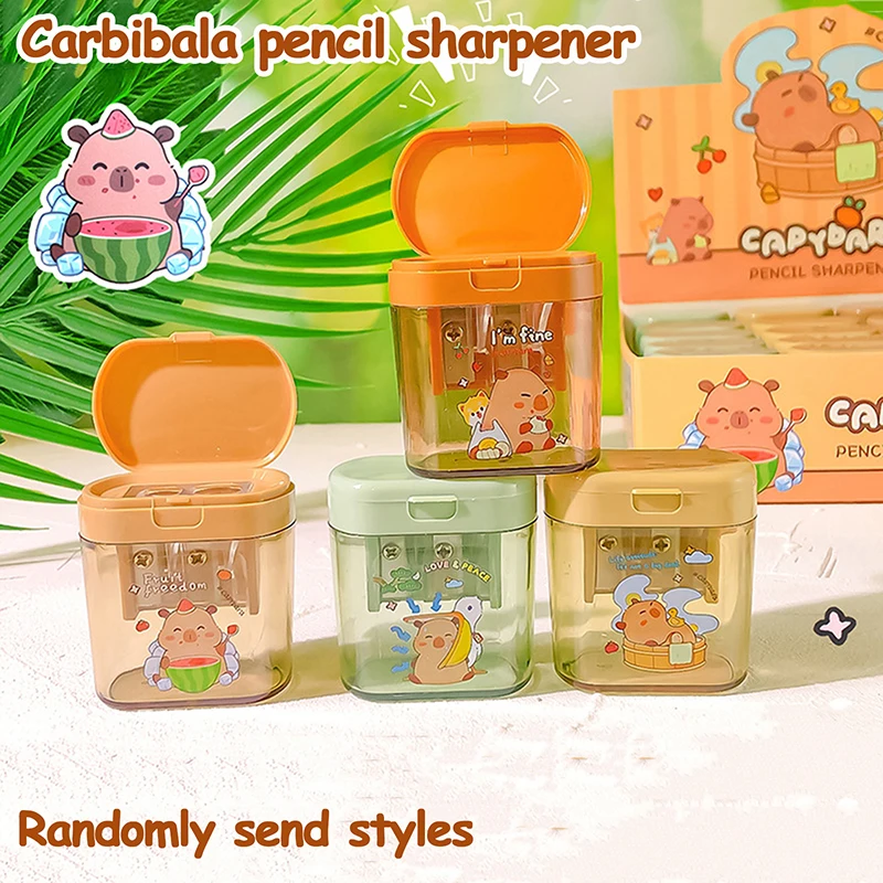 1pc Cartoon Cute Capybara Double Hole Pencil Sharpener Portable Creative Mini Manual Pencil Sharpener Student Stationery Gifts