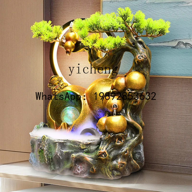 feng shui wheel lucky gourd rockery waterscape flowing water ornament circulating water office decoration