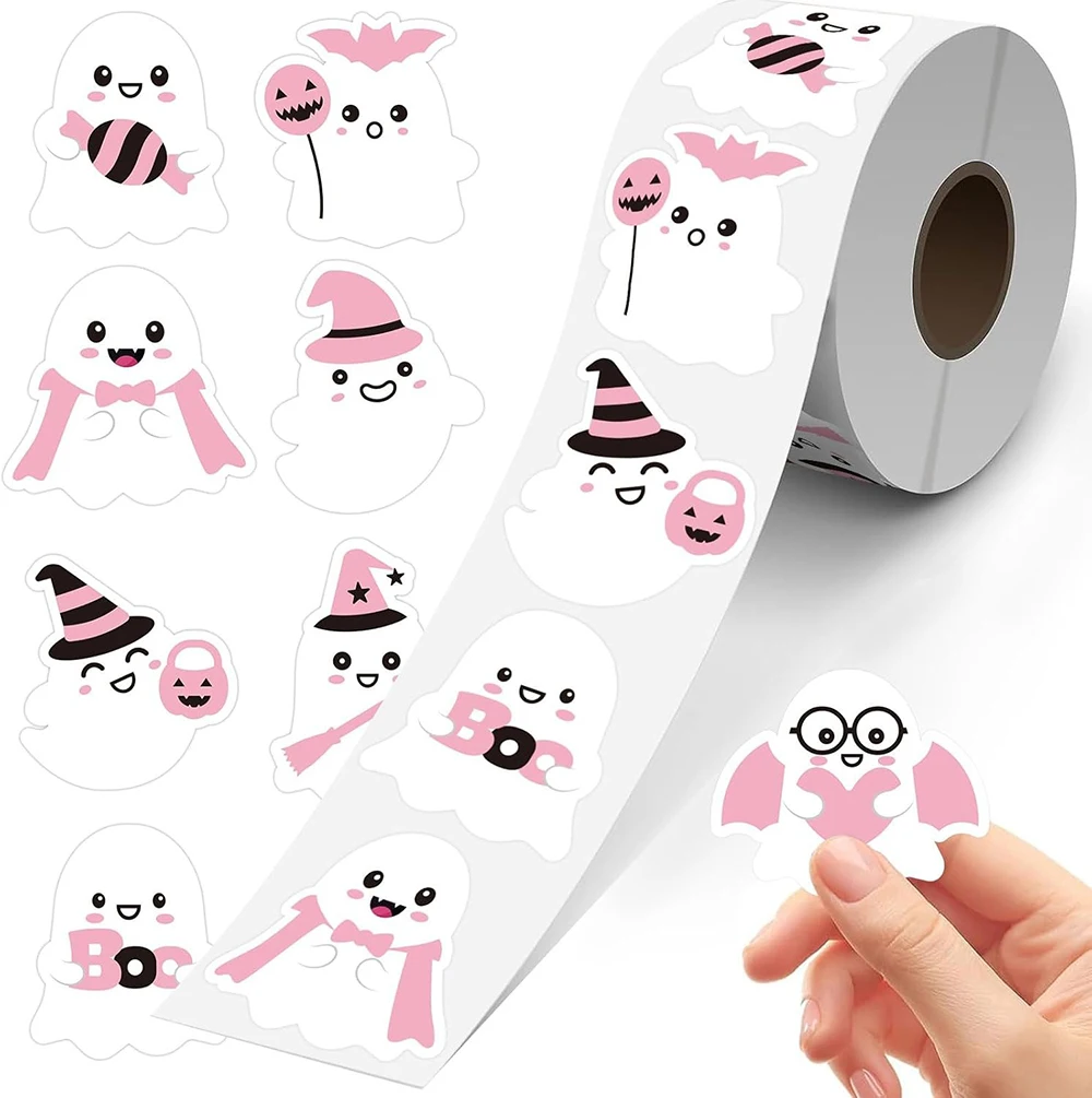 

500pcs Cartoon Halloween Happy Children's Toy Stickers Halloween Party Candy Bag Decoration Label