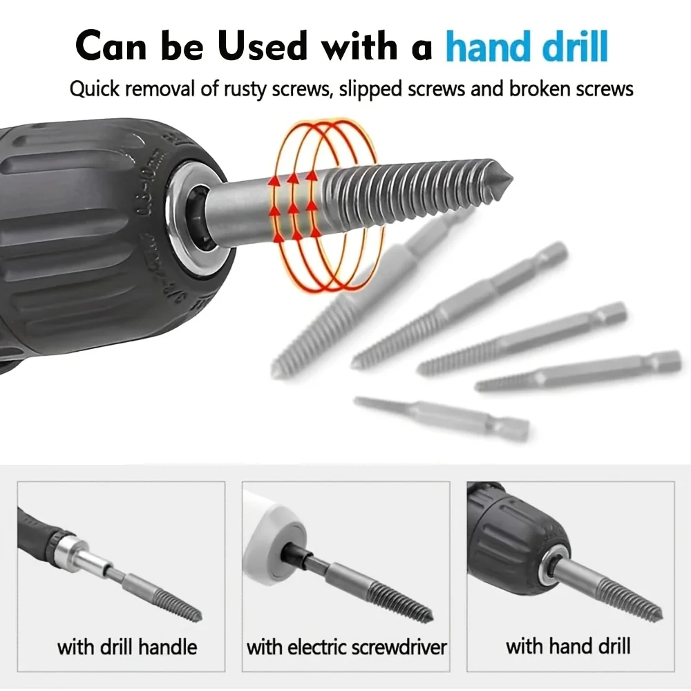 10 Pieces Damaged Screw Remover and Extractor Set 1/4 Inch Hex Shank Broken Screw Extractor Drill Bit Screws Bolts Quick Strippe