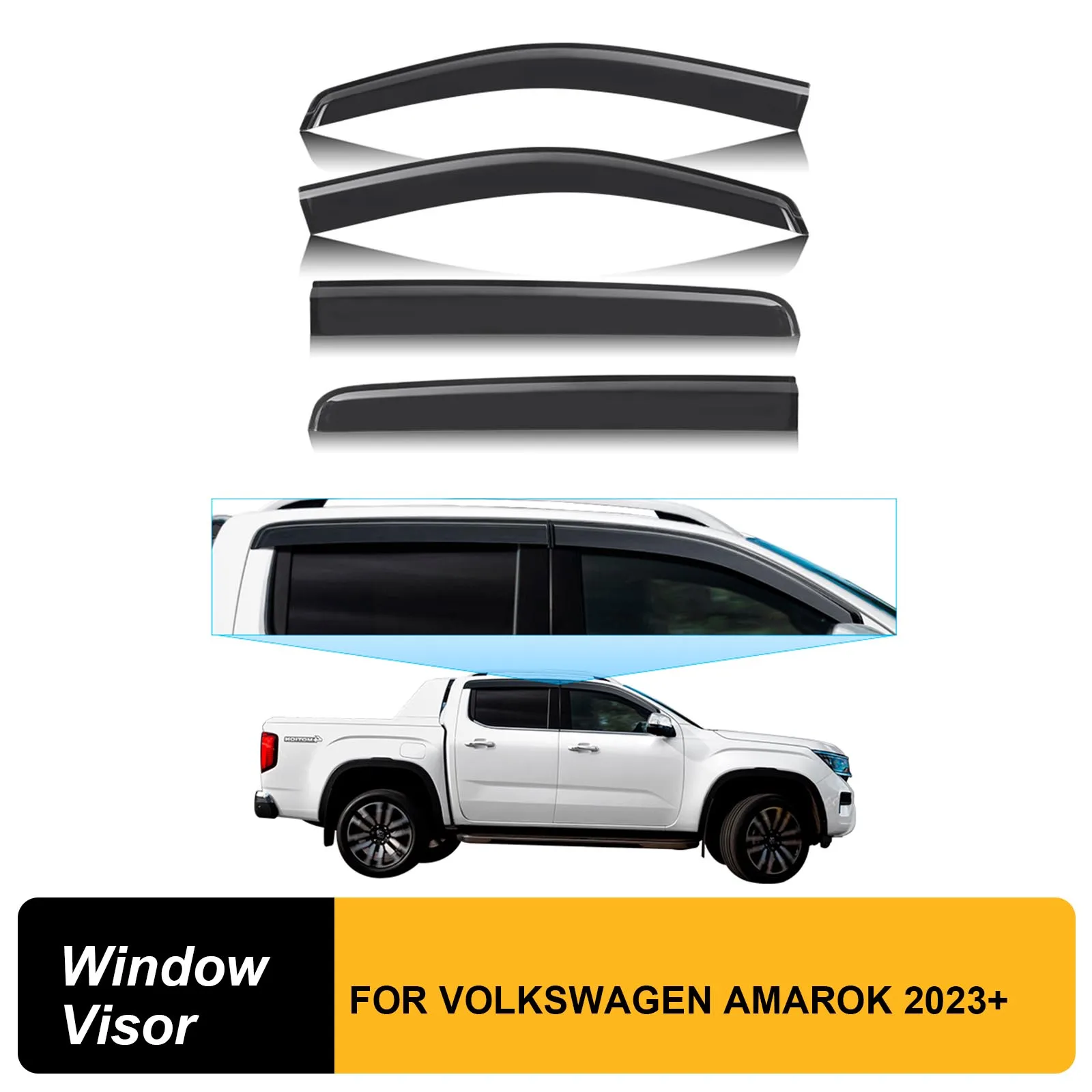 

Window Visor Vent Shades Sun Rain Guard Deflector For VOLKSWAGEN AMAROK 2023 2024 Double Cabin Accessories