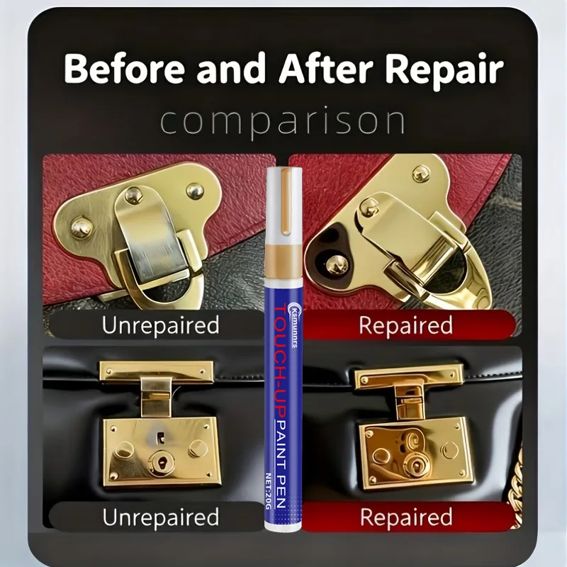 Professional Golden Buckle Zipper Oxidation Wear Repair Pen - Multifunctional Metallic Paint Repair Marker, Golden Logo Oxidatio view 4
